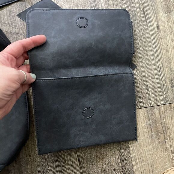 Anthropologie Miranda Convertible Tote Bag Gray Faux Leather Removable Clutch - Picture 4 of 7